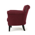 Fauteuil Club Contemporain à Accoudoirs Volutés avec Clous Décoratifs – Café / Vin / Bleu Marine / Bleu Acier – 1 place