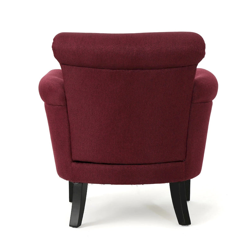 Fauteuil Club Contemporain à Accoudoirs Volutés avec Clous Décoratifs – Café / Vin / Bleu Marine / Bleu Acier – 1 place