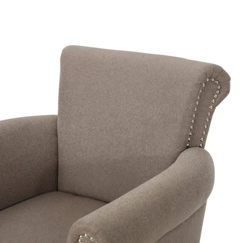 Fauteuil Club Contemporain à Accoudoirs Volutés avec Clous Décoratifs – Café / Vin / Bleu Marine / Bleu Acier – 1 place
