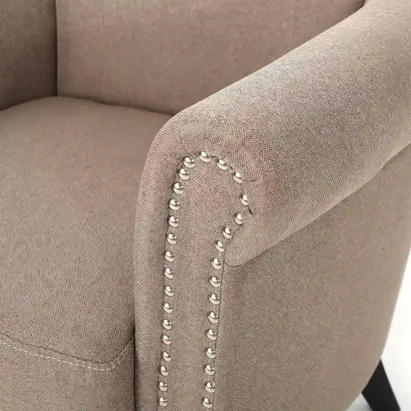 Fauteuil Club Contemporain à Accoudoirs Volutés avec Clous Décoratifs – Café / Vin / Bleu Marine / Bleu Acier – 1 place