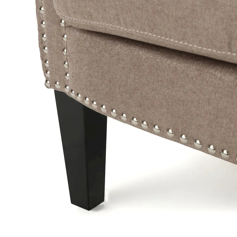 Fauteuil Club Contemporain à Accoudoirs Volutés avec Clous Décoratifs – Café / Vin / Bleu Marine / Bleu Acier – 1 place