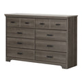 Commode double 8 tiroirs Country Cottage avec poignées en métal – Érable gris / Chêne vieilli