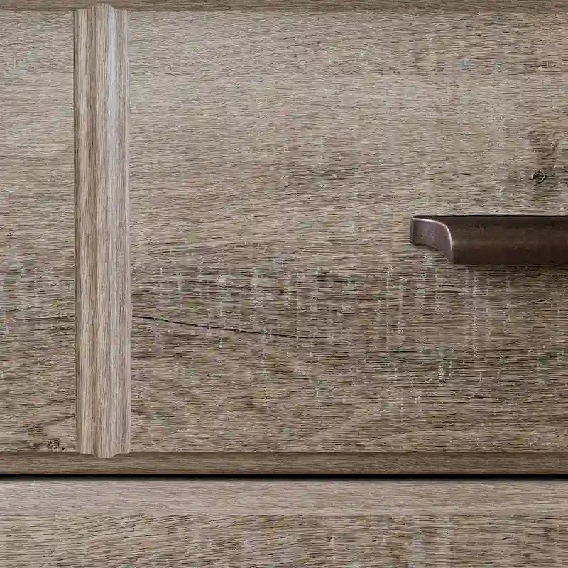 Country Cottage 8-Drawer Double Dresser with Metal Handles – Gray Maple / Weathered Oak
