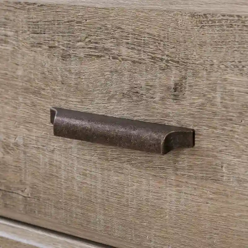 Commode double 8 tiroirs Country Cottage avec poignées en métal – Érable gris / Chêne vieilli