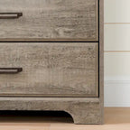 Commode double 8 tiroirs Country Cottage avec poignées en métal – Érable gris / Chêne vieilli