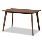 Table à manger rectangulaire en bois d'hévéa de style Mid-Century avec pieds évasés – Noyer – 4 places