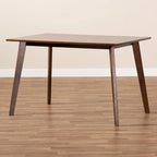 Table à manger rectangulaire en bois d'hévéa de style Mid-Century avec pieds évasés – Noyer – 4 places