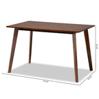 Table à manger rectangulaire en bois d'hévéa de style Mid-Century avec pieds évasés – Noyer – 4 places