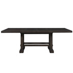 Table à manger hauteur comptoir de style rustique avec base tréteau et 2 rallonges – Cèdre foncé – 10 places