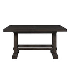 Table à manger hauteur comptoir de style rustique avec base tréteau et 2 rallonges – Cèdre foncé – 10 places