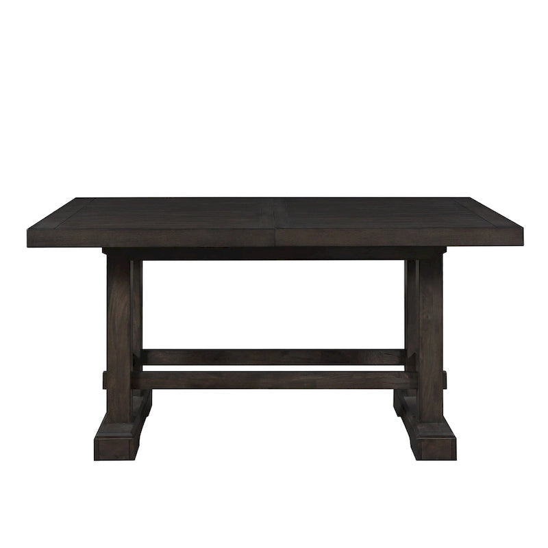 Farmhouse Counter Height Dining Table with Trestle Base & 2 Leaves – Dusky Cedar – Seats up to 10