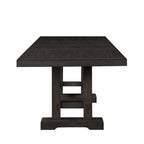 Table à manger hauteur comptoir de style rustique avec base tréteau et 2 rallonges – Cèdre foncé – 10 places