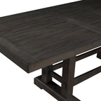 Table à manger hauteur comptoir de style rustique avec base tréteau et 2 rallonges – Cèdre foncé – 10 places