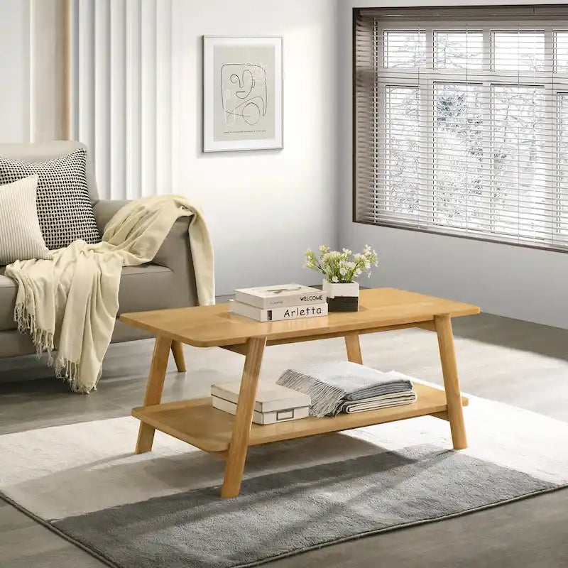 Table basse avec étagère en bois Metz Roundhill Furniture, style moderne du milieu du siècle