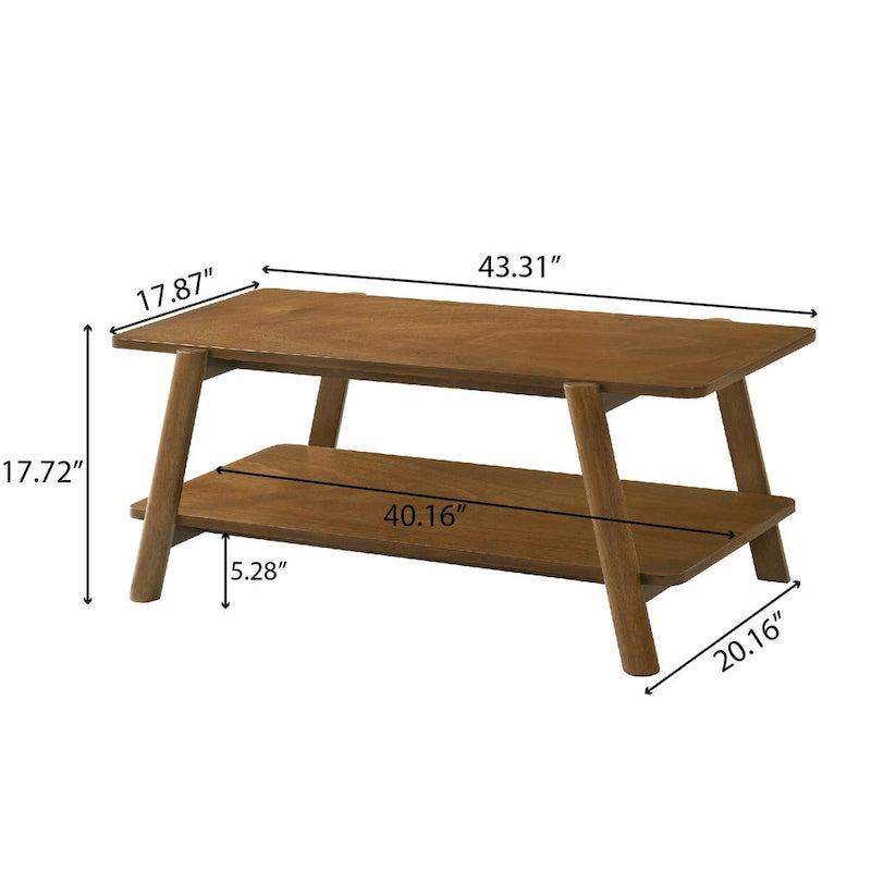 Table basse avec étagère en bois Metz Roundhill Furniture, style moderne du milieu du siècle