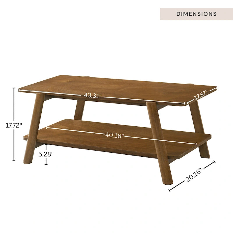 Table basse avec étagère en bois Metz Roundhill Furniture, style moderne du milieu du siècle