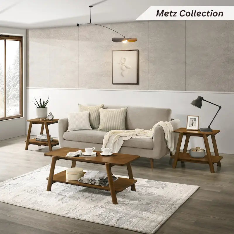 Table basse avec étagère en bois Metz Roundhill Furniture, style moderne du milieu du siècle
