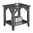 Table d'appoint à 2 niveaux avec étagère – Gris vieilli / Bois flotté / Blanc / Noir