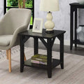 Table d'appoint à 2 niveaux avec étagère – Gris vieilli / Bois flotté / Blanc / Noir