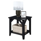 Table d'appoint à 2 niveaux avec étagère – Gris vieilli / Bois flotté / Blanc / Noir