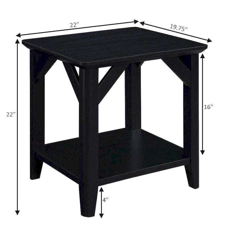 Table d'appoint à 2 niveaux avec étagère – Gris vieilli / Bois flotté / Blanc / Noir