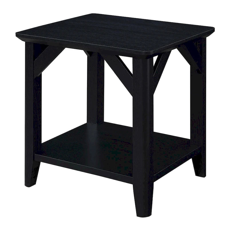 Table d'appoint à 2 niveaux avec étagère – Gris vieilli / Bois flotté / Blanc / Noir