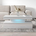 Table Basse Moderne Laquée – Blanc / Noir – 4 Places