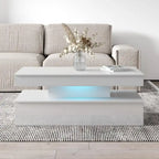 Table Basse Moderne Laquée – Blanc / Noir – 4 Places