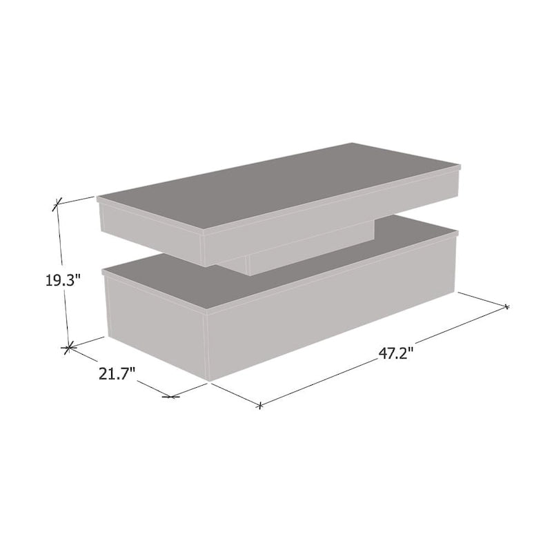 Table Basse Moderne Laquée – Blanc / Noir – 4 Places
