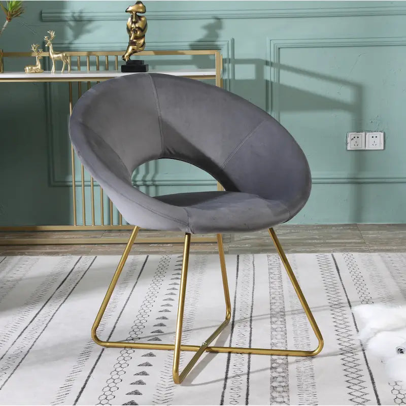 Fauteuil d'appoint en velours avec piètement luge en métal doré – Gris / Bleu / Rose / Vert – 1 place