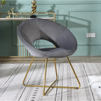 Fauteuil d'appoint en velours avec piètement luge en métal doré – Gris / Bleu / Rose / Vert – 1 place