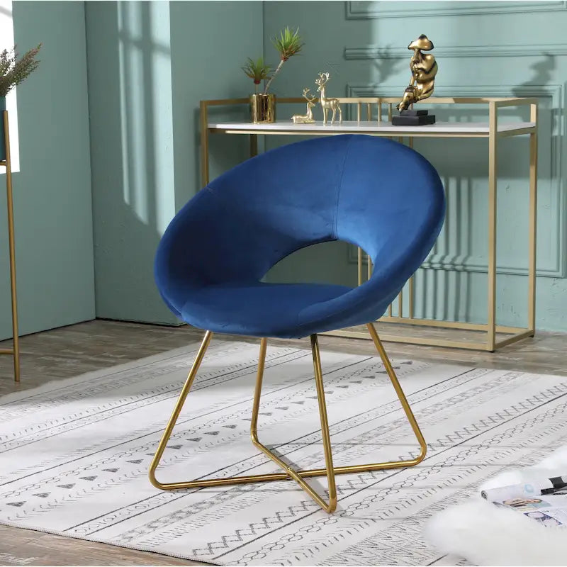 Fauteuil d'appoint en velours avec piètement luge en métal doré – Gris / Bleu / Rose / Vert – 1 place