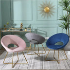 Fauteuil d'appoint en velours avec piètement luge en métal doré – Gris / Bleu / Rose / Vert – 1 place