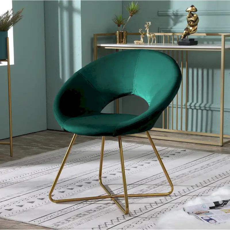 Fauteuil d'appoint en velours avec piètement luge en métal doré – Gris / Bleu / Rose / Vert – 1 place