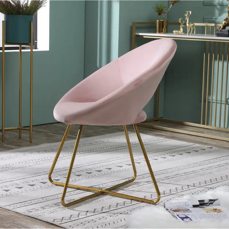 Fauteuil d'appoint en velours avec piètement luge en métal doré – Gris / Bleu / Rose / Vert – 1 place