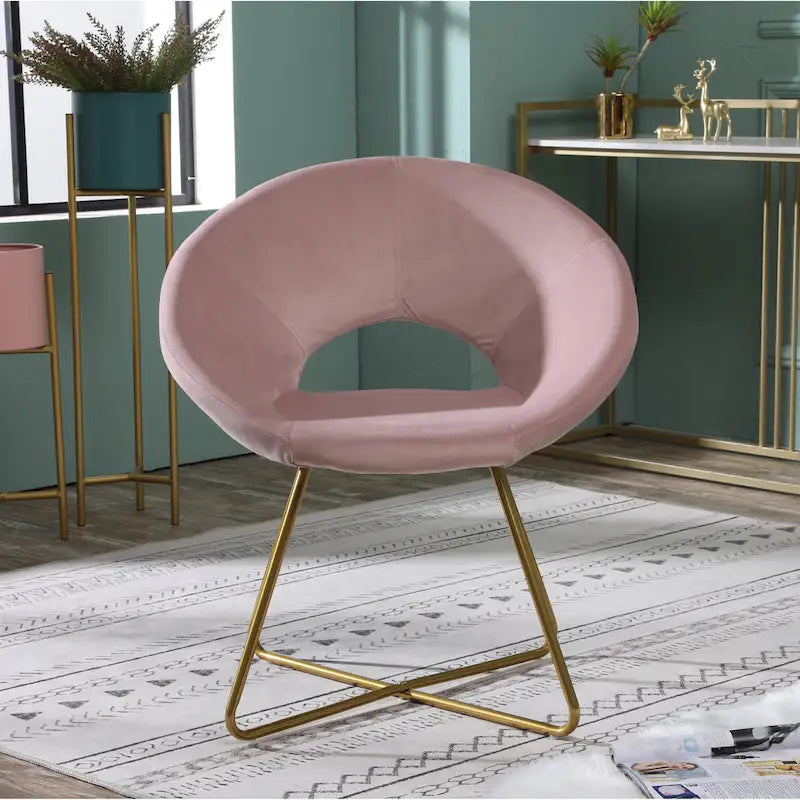 Fauteuil d'appoint en velours avec piètement luge en métal doré – Gris / Bleu / Rose / Vert – 1 place