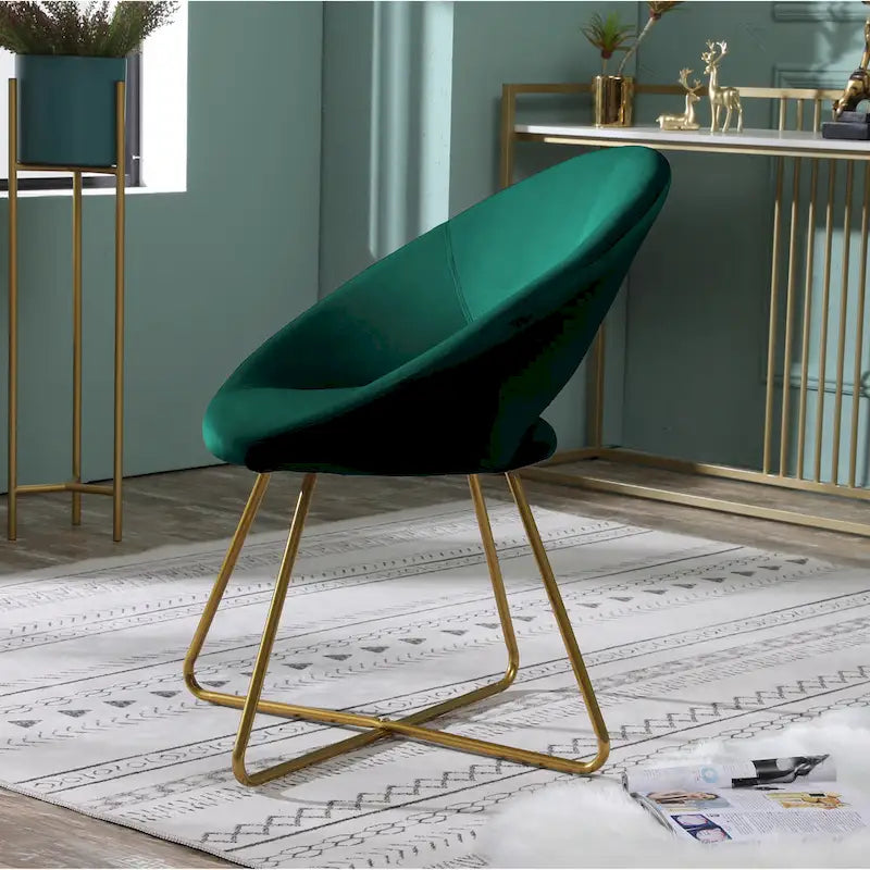 Fauteuil d'appoint en velours avec piètement luge en métal doré – Gris / Bleu / Rose / Vert – 1 place