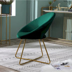 Fauteuil d'appoint en velours avec piètement luge en métal doré – Gris / Bleu / Rose / Vert – 1 place