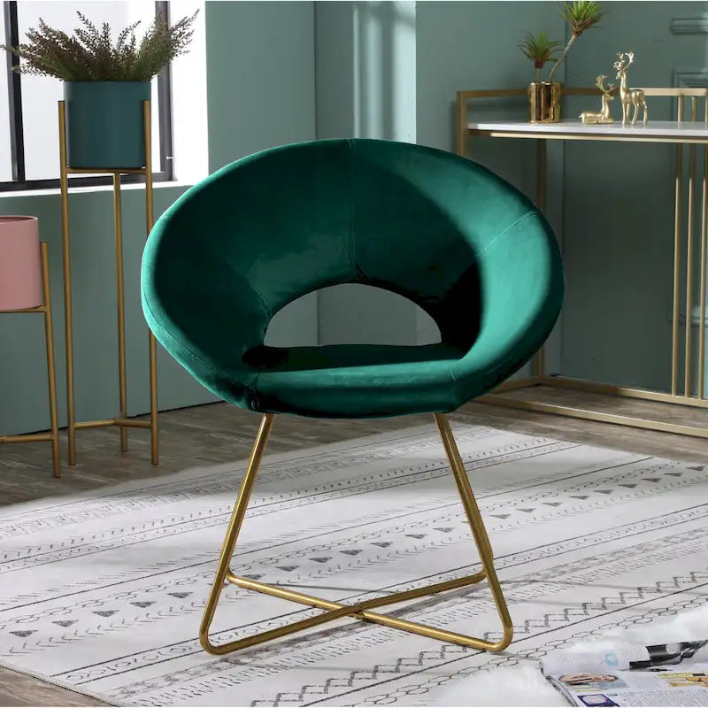 Fauteuil d'appoint en velours avec piètement luge en métal doré – Gris / Bleu / Rose / Vert – 1 place
