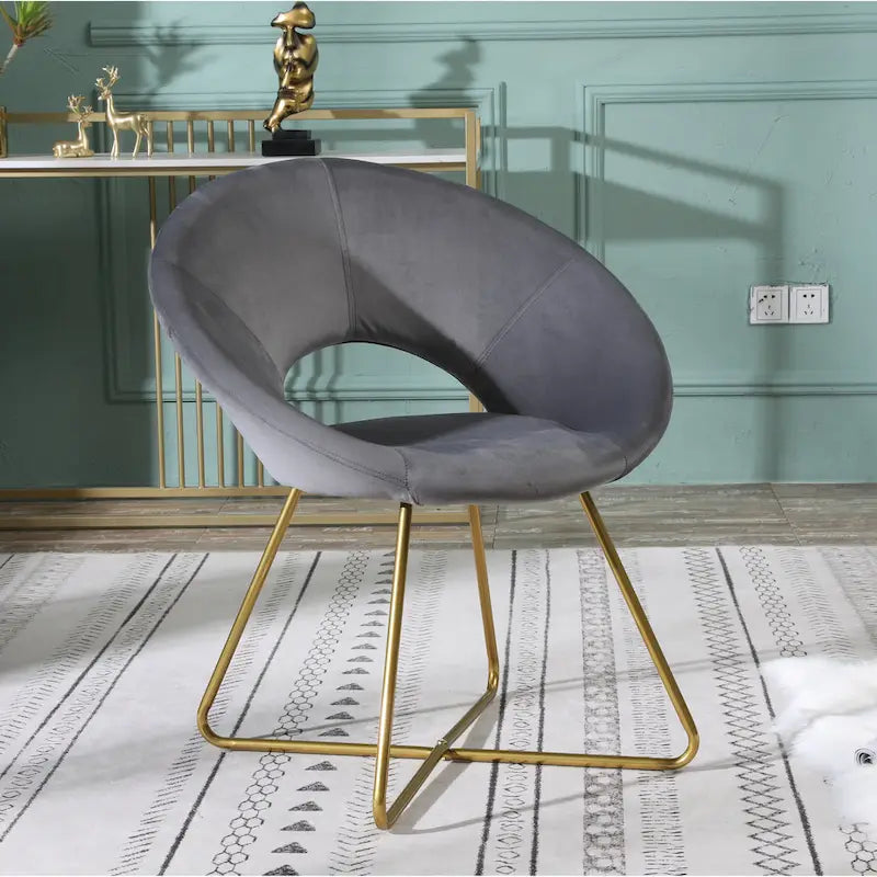 Fauteuil d'appoint en velours avec piètement luge en métal doré – Gris / Bleu / Rose / Vert – 1 place