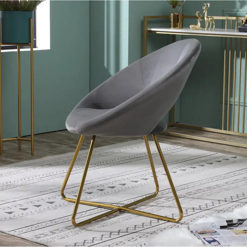 Fauteuil d'appoint en velours avec piètement luge en métal doré – Gris / Bleu / Rose / Vert – 1 place