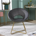 Fauteuil d'appoint en velours avec piètement luge en métal doré – Gris / Bleu / Rose / Vert – 1 place