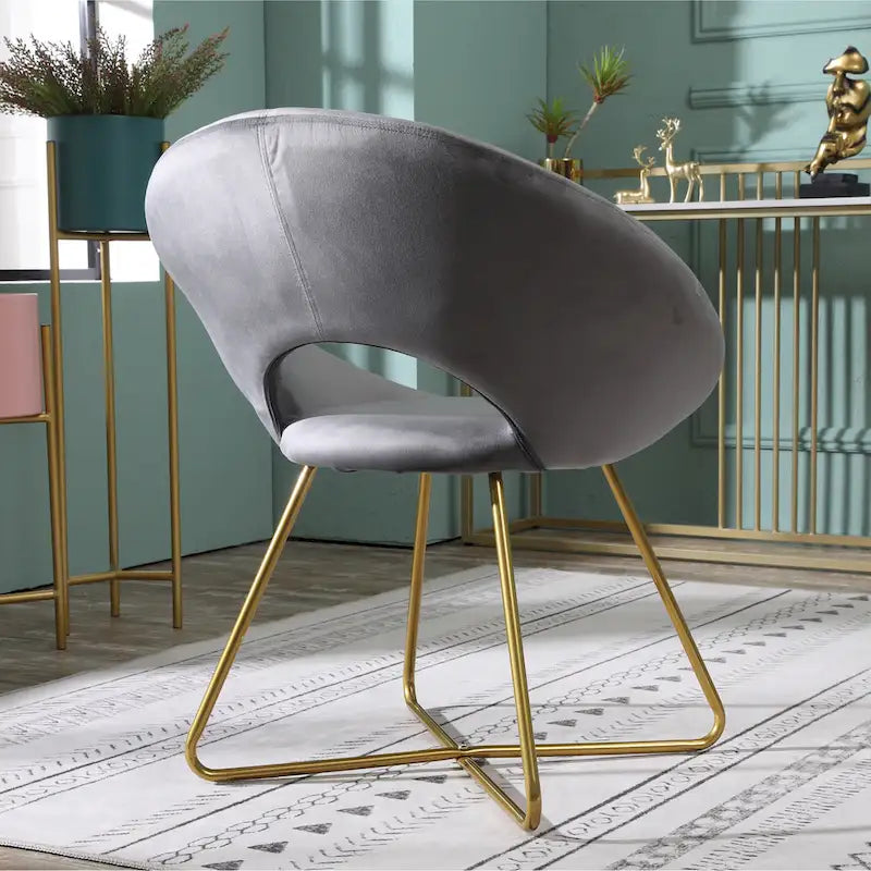 Fauteuil d'appoint en velours avec piètement luge en métal doré – Gris / Bleu / Rose / Vert – 1 place