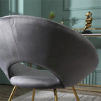Fauteuil d'appoint en velours avec piètement luge en métal doré – Gris / Bleu / Rose / Vert – 1 place