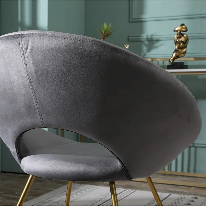 Fauteuil d'appoint en velours avec piètement luge en métal doré – Gris / Bleu / Rose / Vert – 1 place