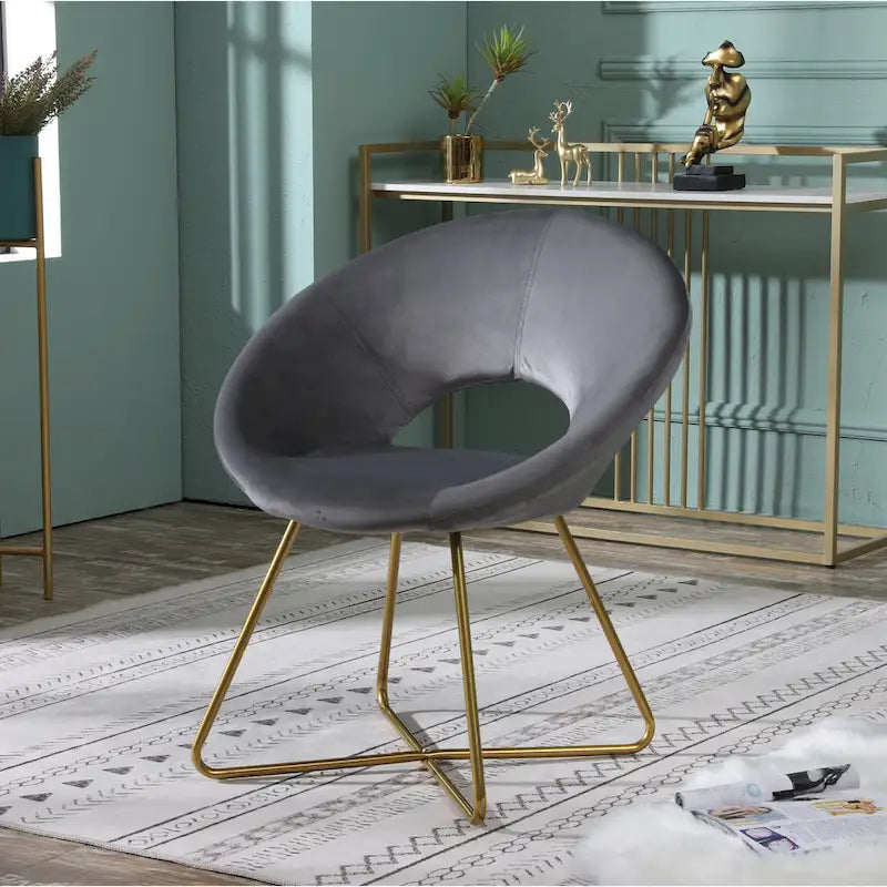 Fauteuil d'appoint en velours avec piètement luge en métal doré – Gris / Bleu / Rose / Vert – 1 place