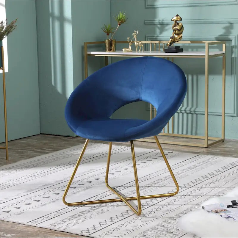 Fauteuil d'appoint en velours avec piètement luge en métal doré – Gris / Bleu / Rose / Vert – 1 place