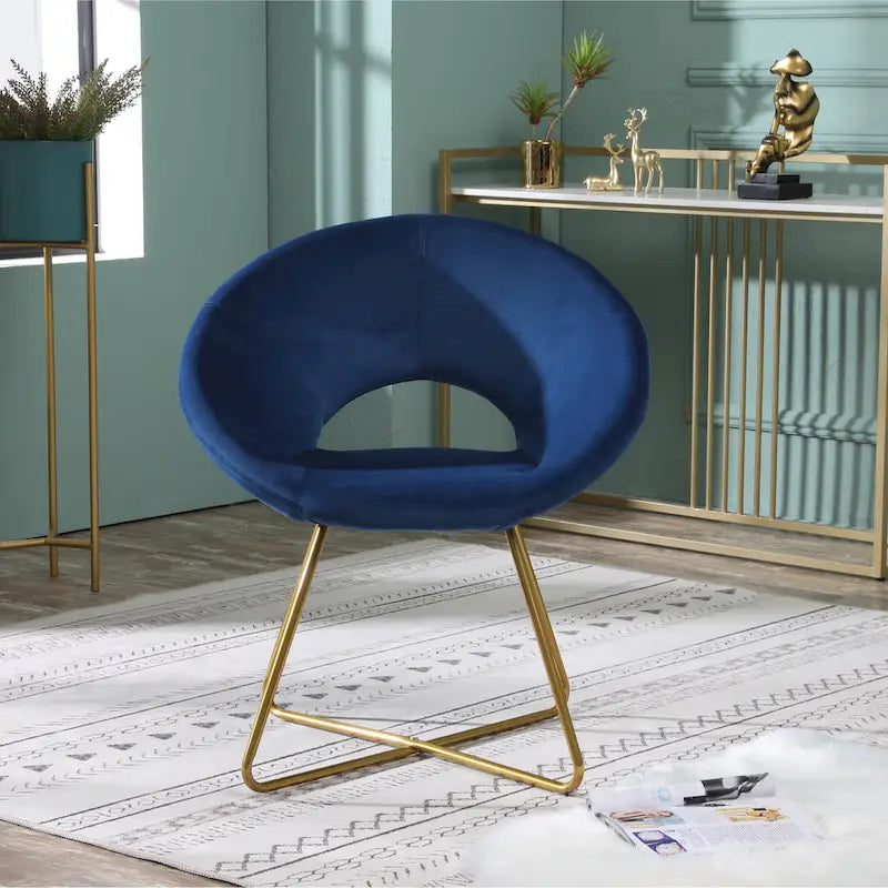 Fauteuil d'appoint en velours avec piètement luge en métal doré – Gris / Bleu / Rose / Vert – 1 place