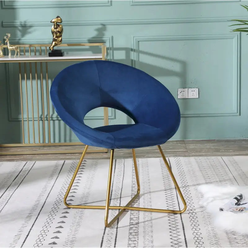 Fauteuil d'appoint en velours avec piètement luge en métal doré – Gris / Bleu / Rose / Vert – 1 place