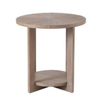 Table basse ronde / Table d'appoint avec étagère de rangement – Marron et blanc / Gris antique